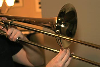 Trombone being played